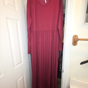 Chic Long Sleeve Burgundy Dress
